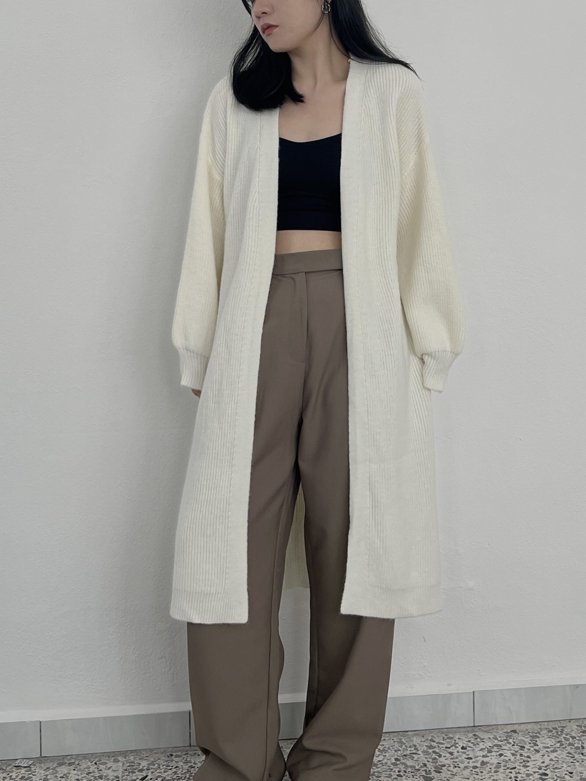 Knit Longline Cardigan in Cream – Bumi Studio