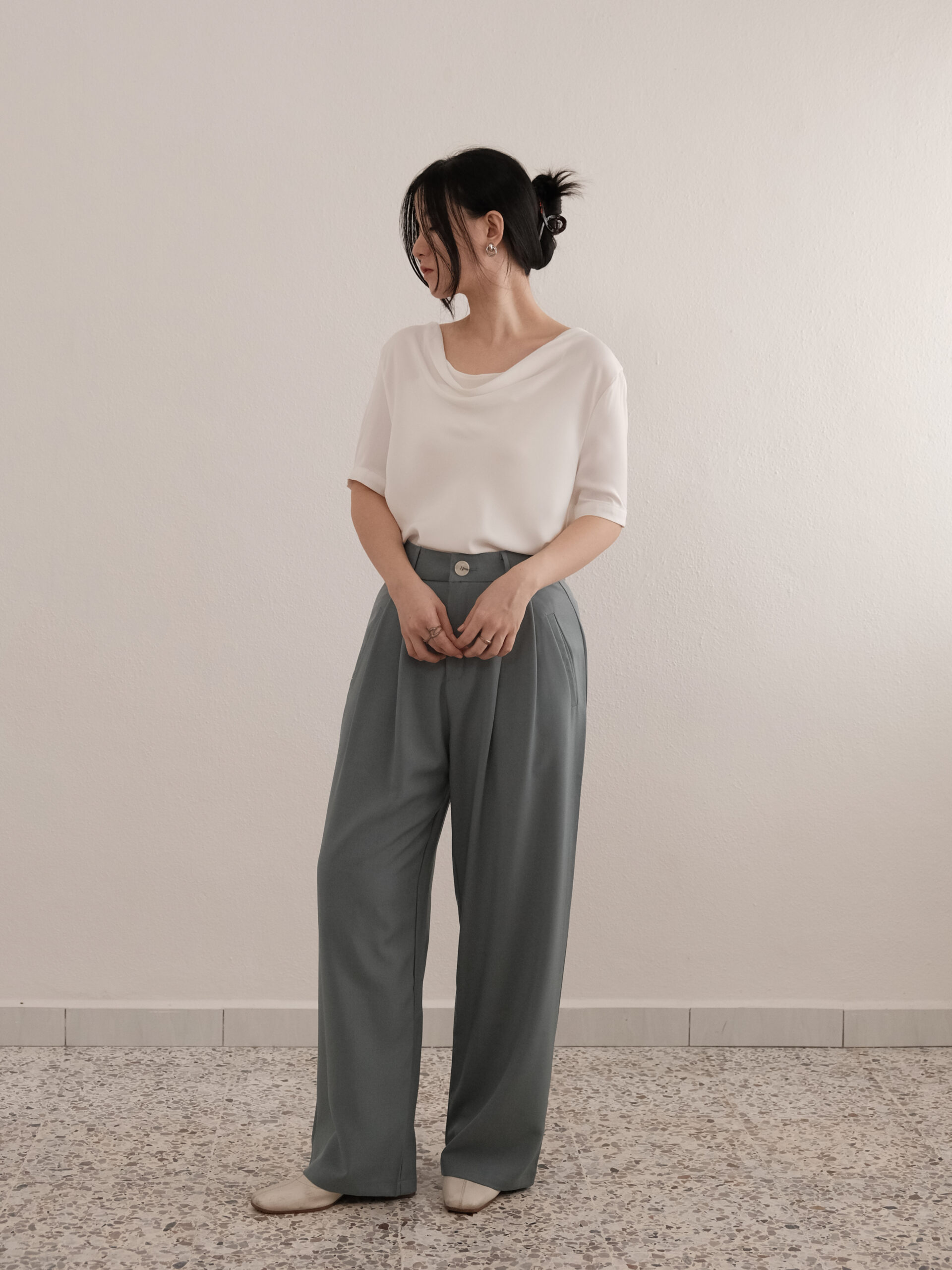 Navy Blue Pure Bemberg Muslin Pant Straight main image 1