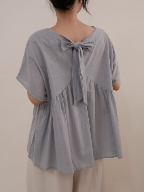 Cotton Back Lace Blouse in Light Blue