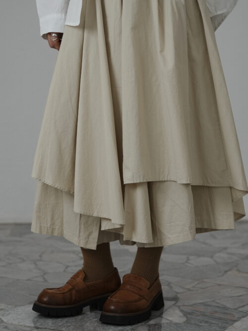 Asymmetrical Skirt Pants in Light Khaki
