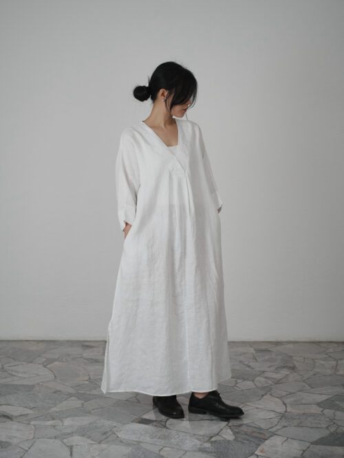 Linen Grounded Dress in Cloud White