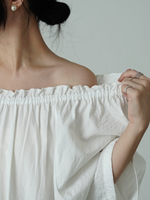 Ruffle Collar Tunic Dress in White